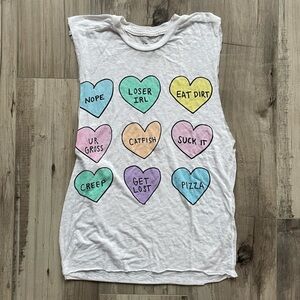 Jac Vanek Muscle Tee Candy Heart Shirt